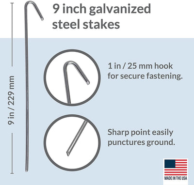 9" galvanized steel tent stake