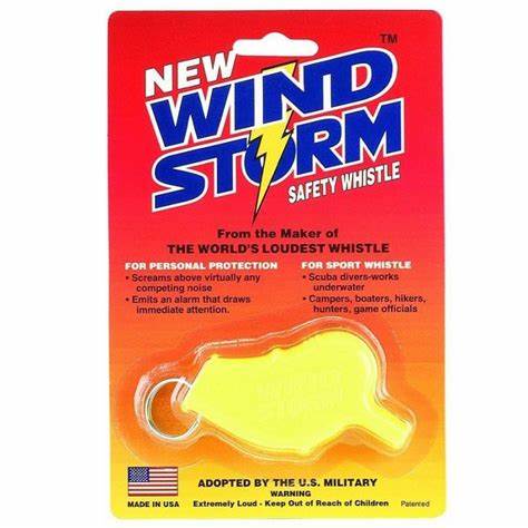 Windstorm safety whistle