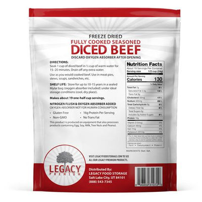 Legacy - Freeze Dried Diced Beef 1lb
