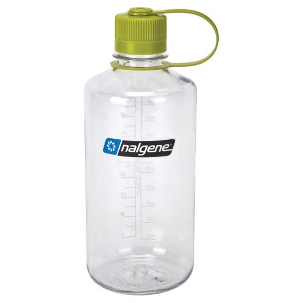 Nalgene - 32-Oz. Narrow Mouth Bottle - Clear w/ Green Lid