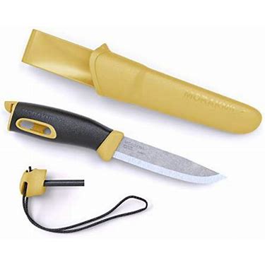Morakniv Companion Spark 3.9-Inch Fixed-Blade Outdoor Knife and Fire Starter, Yellow